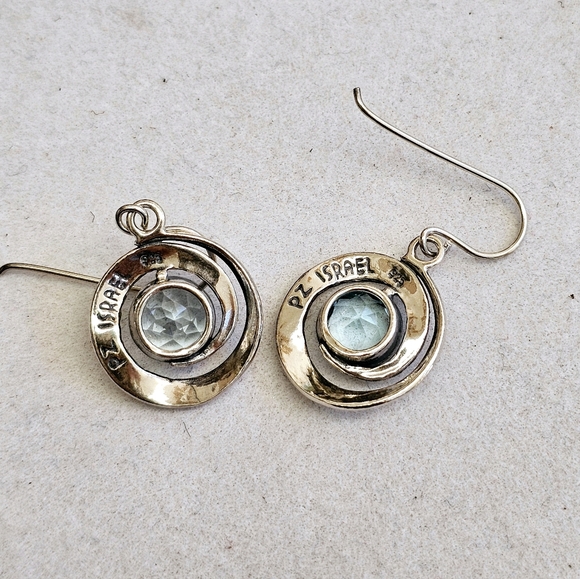 PZ Israel 925 Silver Blue Topaz Earrings - Picture 9 of 10